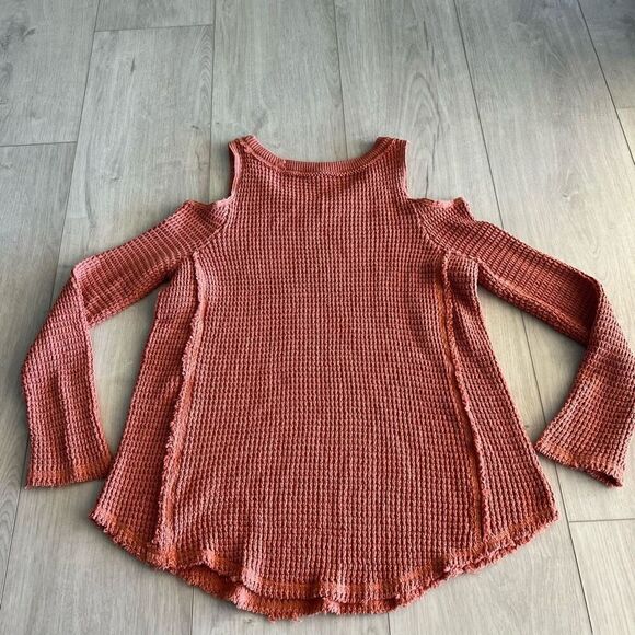 Free People Coral Cold Shoulder Knitted Top Size xs - Picture 2 of 6